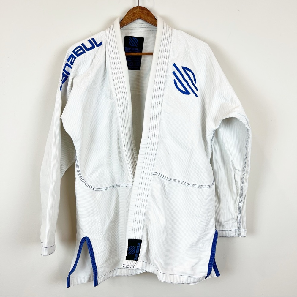 White Jiu Jitsu Gi with Blue Accents - Picture 7 of 16